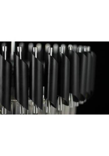 Palmira 55 Cm'lik Kristal Taşlı Lüks Avize 5'li - Siyah-krom Siyah