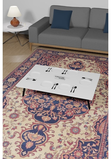 Katlanır Yer Sofrası Hamur Açma Masası Beyaz 60x90