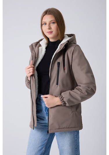 Montland Kadın Vizon İçi Kürklü Su Ve Rüzgar Geçirmez Kapüşonlu Kışlık Mont Vizon