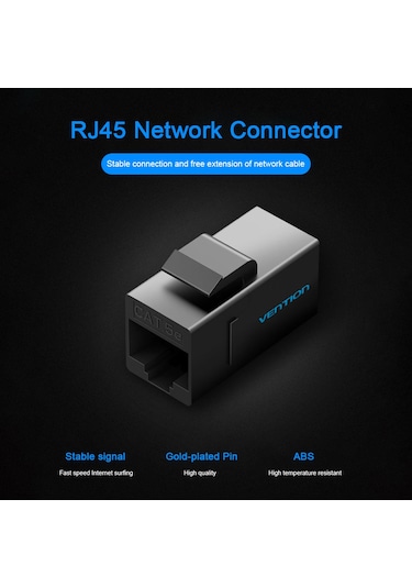 Geeksen Ventıon Rj45 Ağ Kablosu Çoğaltıcı, Cat5 Ağ Kablosunu Uzatmak İçin Altın Kaplı Pin Ve Abs Malzeme İle Dayanıklı Bağlantı Ünitesi Siyah
