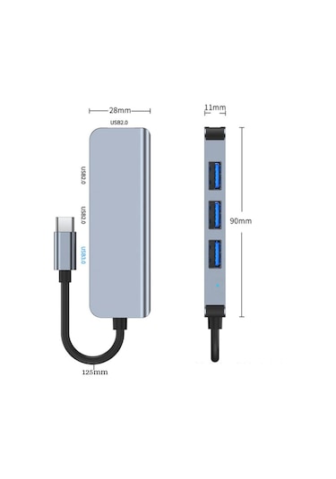 Type-C 1xUSB 3.0 3xUsb 2.0 HUB Otg Çoğaltıcı Adaptörü BYL-2013T