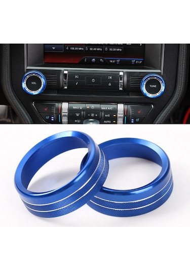 Dk Tuning Mustang 15-21 Ses Açma Düğmeleri Mavi Dekoratif Halkala