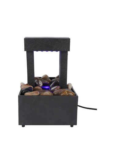 Geeroyoo Usb Led Işıklı Masaüstü Şelale Füzyon: Plastik Materyal, Doğal Taş Dekorasyonu, Ofis Ve Ev Dekoru İçin Sakin Su Sesleriyle