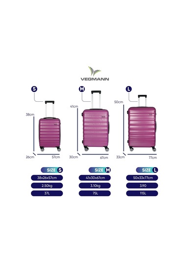 Vegmann Delphin Violet 3 Lü Valiz Seti Mor