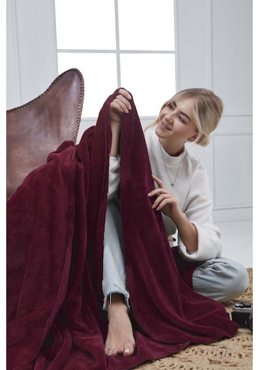 Deluxe Wellsoft Tv Battaniyesi Mürdüm Tek Kişilik Battaniye 150x200 Cm