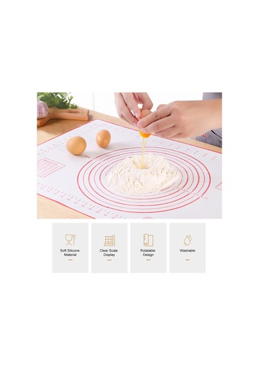 Suofeng Kırmızı 40x30cm Ölçülü Silikon Hamur Hazırlama Ve Fırın Matı - Yeniden Kullanılabilir Pastacılık Aleti Kırmızı