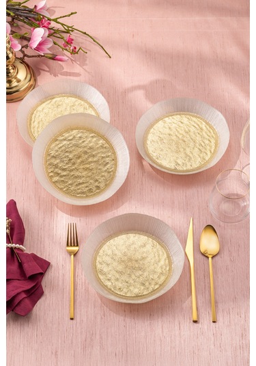 Emsan Golden 4 Parça Cam Dik Kase 21 Cm Gold