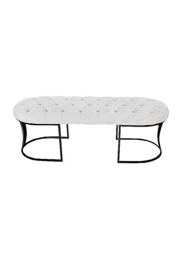 Viego Siyah Bench Puf Beyaz