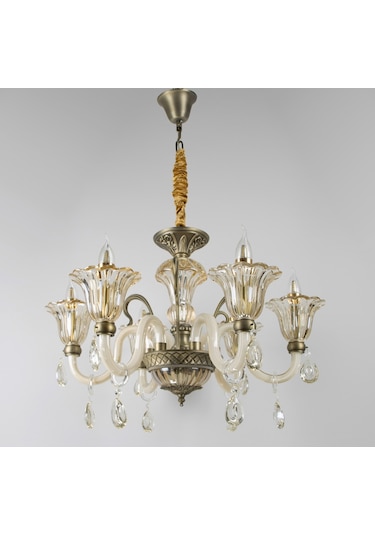 Avize Oturma Ve Salon, Odası,Cam Kol 6 Li