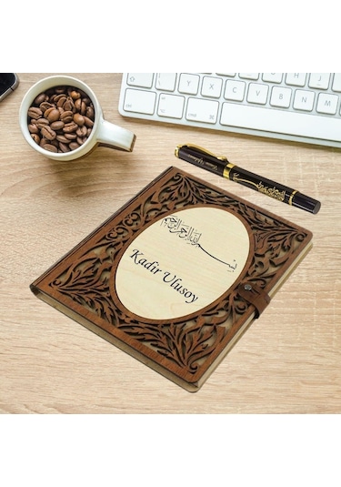 Kişiye Özel Besmele Tasarımlı Akordiyon Defter Ve Tükenmez Kalem