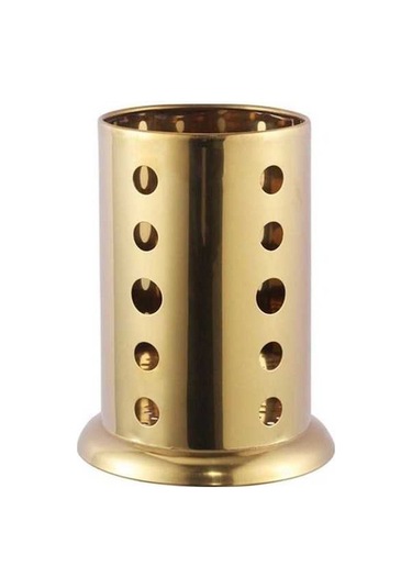 Novahub Altın Kaşık Seti Tutucu, Paslanmaz Çelik, Modern, D Modeli, Yemek Çubukları Organizatör, Süzgeç Çubukları Depolama Sepeti Altın