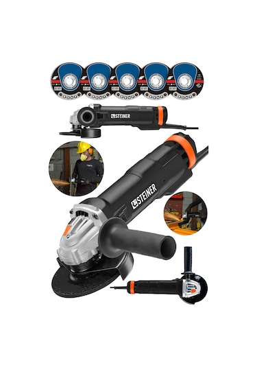 Steiner 4200 Watt Metal Şanzuman Avuç İçi Taşlama Siyah + 5 Disk