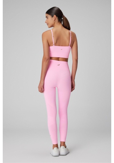 Jerf Gela Yüksek Bel, Esnek Ve Toparlayıcı Spor Tayt Neon Pembe 001