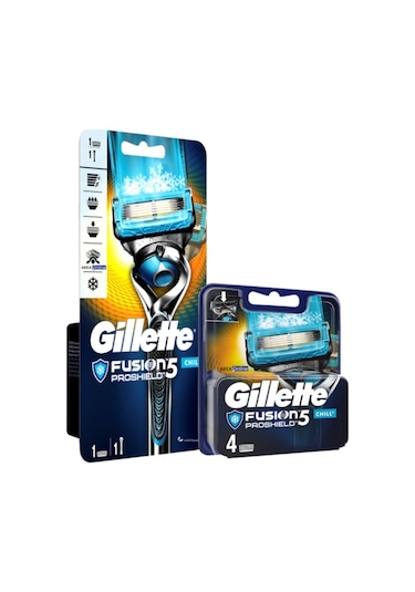 Gillette Fusion5 Proshield Chill 1 Up Tıraş Makinesi + Yedek Başlık 4'lü