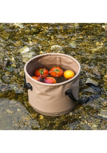 Pazly Taşınabilir Piknik Litre Kovası Katlanır Kapasiteli Kamp Kahverengi Hava Depolama Çok Büyük Amaçlı Açık 10 Py Kahverengi