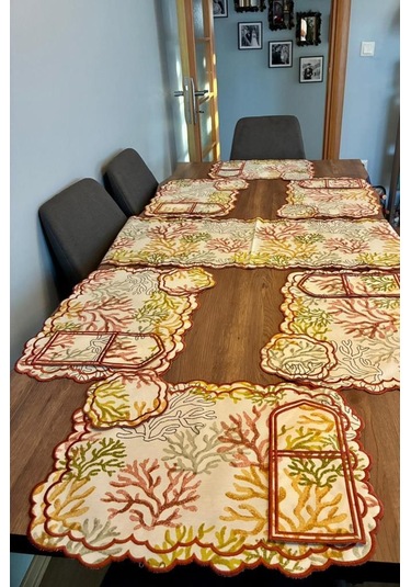 Dalım Keten Amerikan Servis Takımı 19 Parça Kırmızı Kırmızı