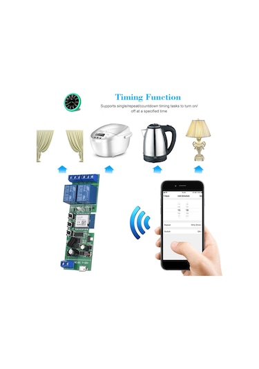 Geeksen Tuya 2 Kanal Wifi Röle Modülü - Alexa Ve Google Home Uyumlu Zamanlama Fonksiyonlu Akıllı A