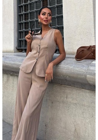 Arkası Bağcıklı Yelek Plazza Pantolon Modal Takım 10202-08 Vi Zon