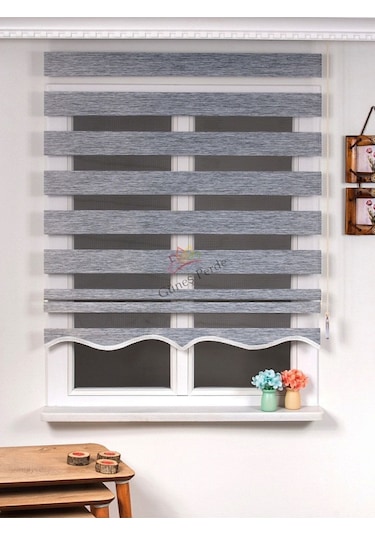 Ithal Bambu Gri Stor Zebra Perde Gri