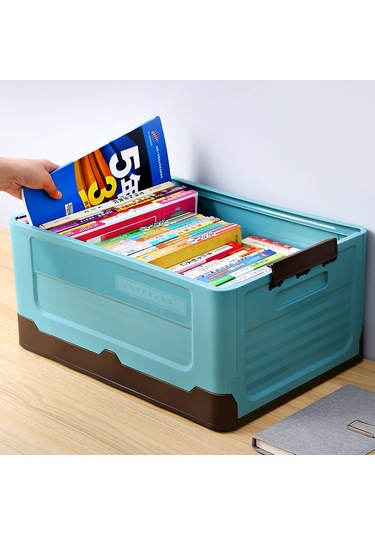 Sones Katlanabilir Kitap Kutusu Plastik Saklama Kutusu, Renk: L Nane Mavisi