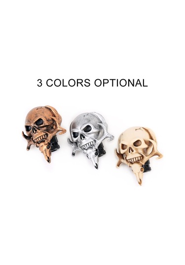 Sones Evrensel Araç Araba Yaratıcı Kafatası Çift Kafa Şekilli Shifter Kapağı Manuel Otomatik Vites Topuzu Gümüş