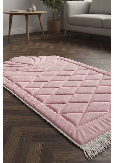 Pembe Kapitone Dolgulu Lüks Seccade 65x115 Cm