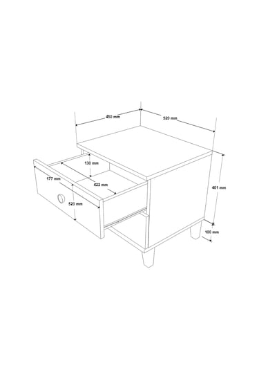 3680 Vento 2 Çekmeceli Komodin Sepet-beyaz