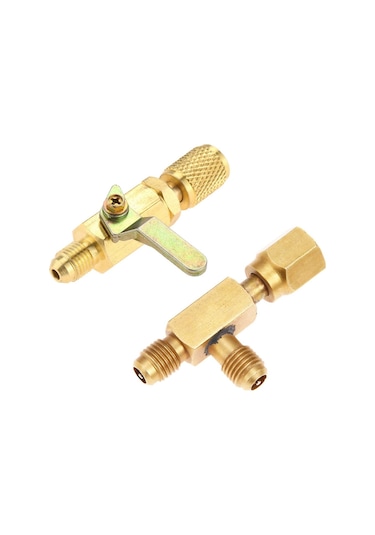 Klima Küresel Vanası 1/4 İnç Sae Adaptörü Ve 1/4 İnç Vanalar Çekirdek Hızlı Bağlantı Elemanı Erişim Tee, R134a Soğutucu Akışkan İçin