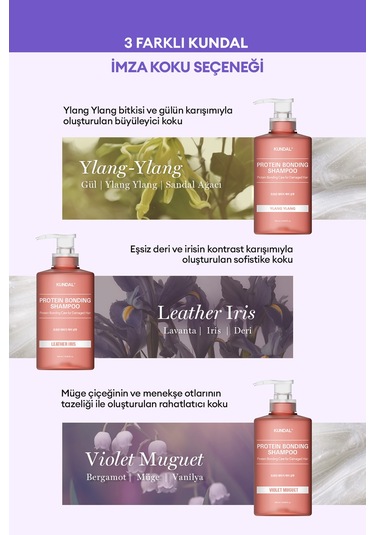 Yoğun Onarıcı Ve Isı Koruyucu Bakım Şampuanı Kundal Protein Bonding Shampoo 500ml Violet Muguet Tüm Saçlar