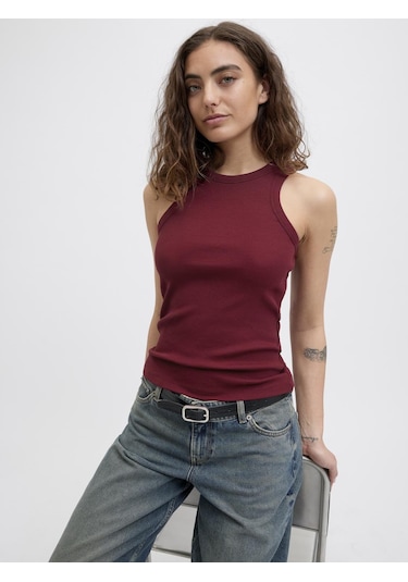 Jack & Jones Kadın Halter Yaka Bluz - Forest - 12224661 Cabernet