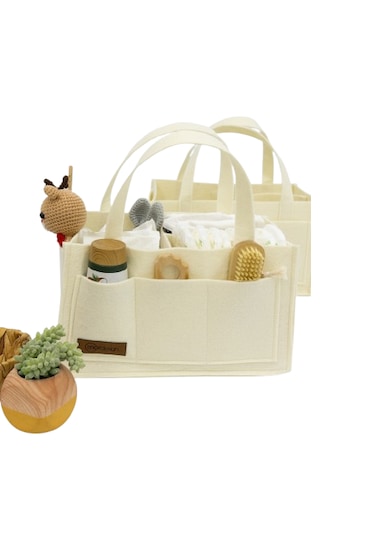 Keçe Anne Bebek Bakım Çantası, Yenidoğan Alt Açma Değiştirme Organizer, Taşınabilir Düzenleyici, Bej