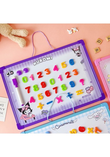 Snapbuy Sanrio Temalı Kuromi Seçenekli Silinebilir Mıknatıslı Yazı Tahtası Harf Ve Rakamlı, Duvara Asılabilir Mor
