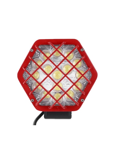 48w Altıgen Kafesli Kırımızı 16 LED OffRoad Tekne Çalışma Lambası