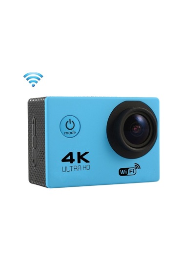 F60 2.0 İnç Ekran 170 Derece Geniş Açılı Wifi Sport Action Camera Kamera Kamerası, Su Geçirmez Konut Kılıfı, Destek 64gb Mikro Sd Kartı Mavi