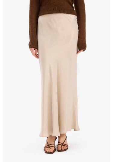 DeFacto A Kesim Normal Bel Saten Midi Etek B1867AX25SPBG757 Bej