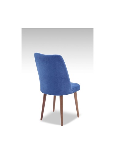 Polo Sandalye - Jerika Mavi - Ahşap Ceviz Ayak 4 Adet - Salon Sandalyesi / Mutfak Sandalyesi Mavi