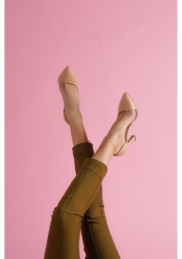 Divolya Violet Nude Burnu Şeffaf Detaylı Günlük Kullanım Stiletto