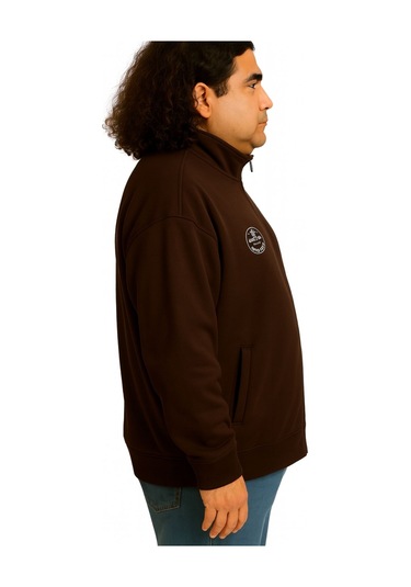 Erkek Büyük Beden 122-158 Kilo Arası İçin Uygun Pamuklu Geniş Kalıp Dik Yaka Fermuarlı Sweat Mont Kahve Erkek Büyük Beden 122-158 Kilo Arası İçin Uygun Pamuklu Geniş Kalıp Dik Yaka Fermuarlı Sweat Mont Kahve