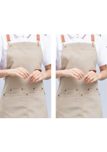 Haki Erkekler Kadınlar İçin Su Geçirmez Önlük Anti-yağ Paslanmaz Pişirme Önlüğü Garson Barbekü Mutfak Aksesuarları
