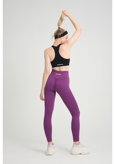 Gymhams Mor Kalçası Büzgülü Premium Fitilli Ekstra Push Up Yüksek Bel Esnek Toparlayıcı Spor Tayt