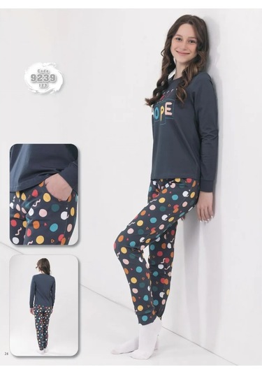 Baykar Kız Çocuklar İçin Pantolonlu Pijama 313436571 Mavi