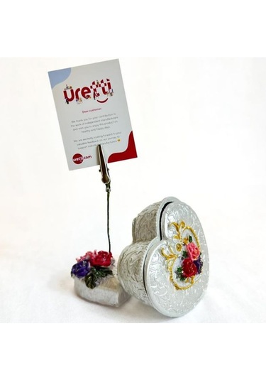 6917 El Yapımı Kalpli Dekoratif Kapaklı Mini Kutu Ve Notluk 2'li Set