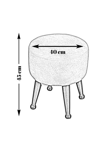 Asedia Miskin Lake Teddy Krem Ahşap Ayaklı Peluş Puf Makyaj Koltuğu Yuvarlak Tabure