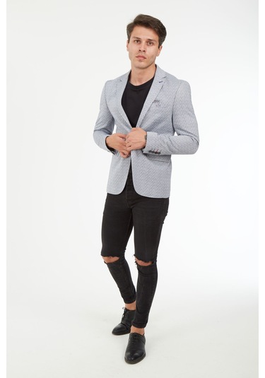Sposo 5127 Dar Kalıp Yarım Astarlı Koyu Gri Erkek Blazer Ceket Koyu Gri