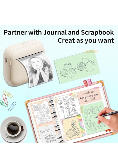 X6 Taşınabilir Mini El Etiket Yazıcısı Termal Baskı Bluetooth Etiket Makinesi Bej