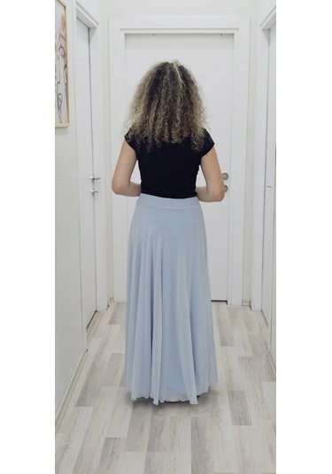 Bel Lastikli Kloş Şifon Etek 6003-bebe Mavisi Bebe Mavisi Bebe Mavi
