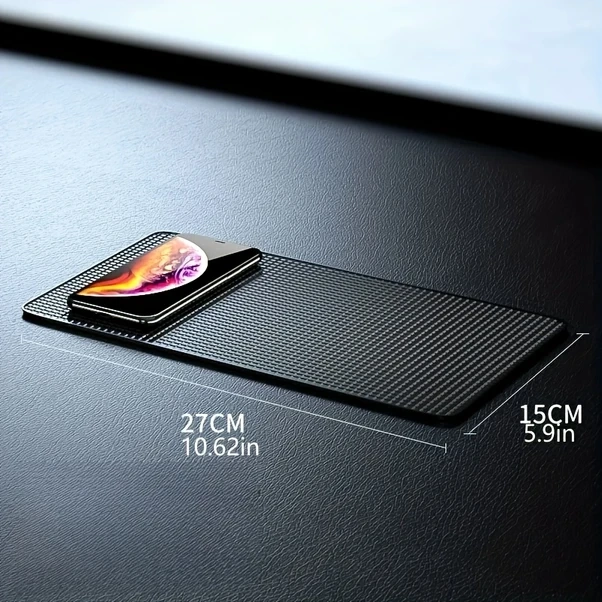 Sunshine011 Kaymaz Silikon Araç Telefon & Tablet Tutucu - Izgara Desenli, Isıya Dayanıklı, Konsol Koruyucu, Siyah