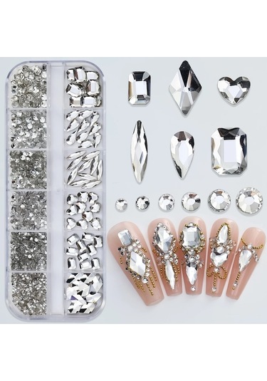 My Topped Pembe 12 Izgaralı Lüks Rhinestones