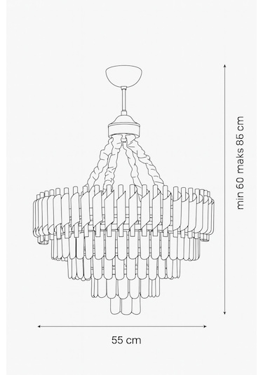 Palmira 55'lik Prizma Kesim Kristal Taşlı Lüks Avize - Gümüş-yaldız Gümüş-Yaldız