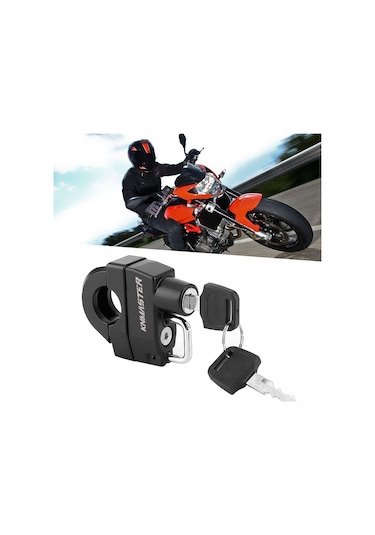 Knmaster Evrensel Motosiklet Kask Kilidi 22-26 Mm Siyah